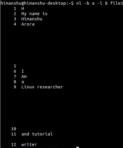 Linux nl Command Befehl (7 Beispiele) - HowtoForge